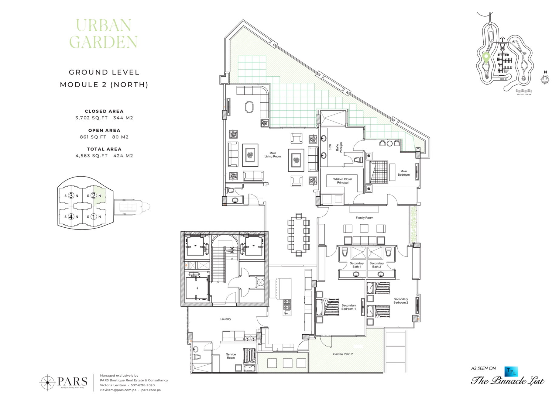 Urban Garden Apartment – Ocean Reef Island, Panama – Ground Level Module 2 Floor Plan