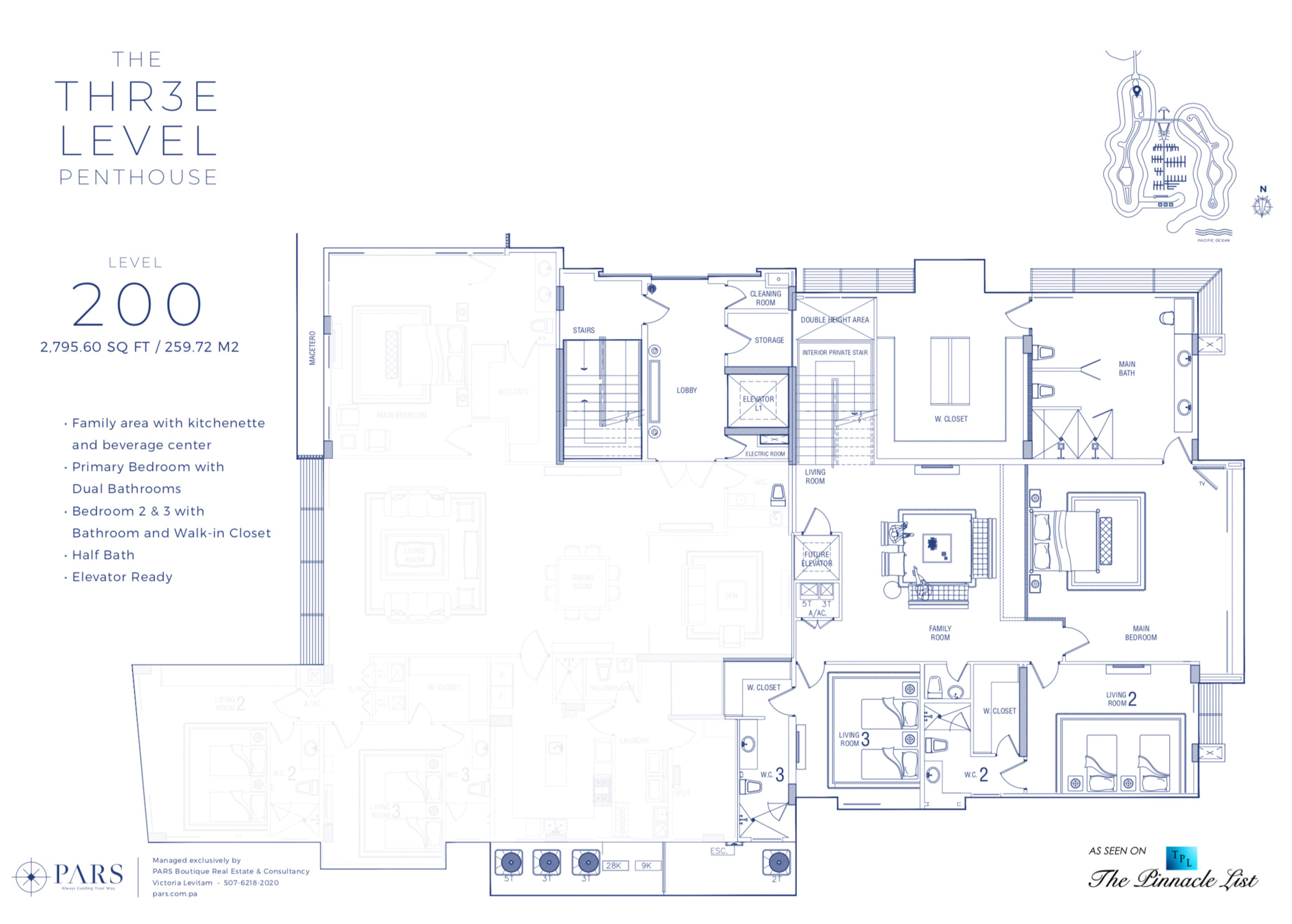 Thr3e Level Penthouse - Ocean Reef Island, Panama - Floor Plan Level 200