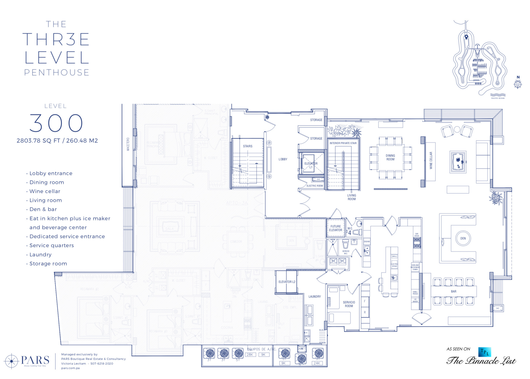 Thr3e Level Penthouse – Ocean Reef Island, Panama – Floor Plan Level 300