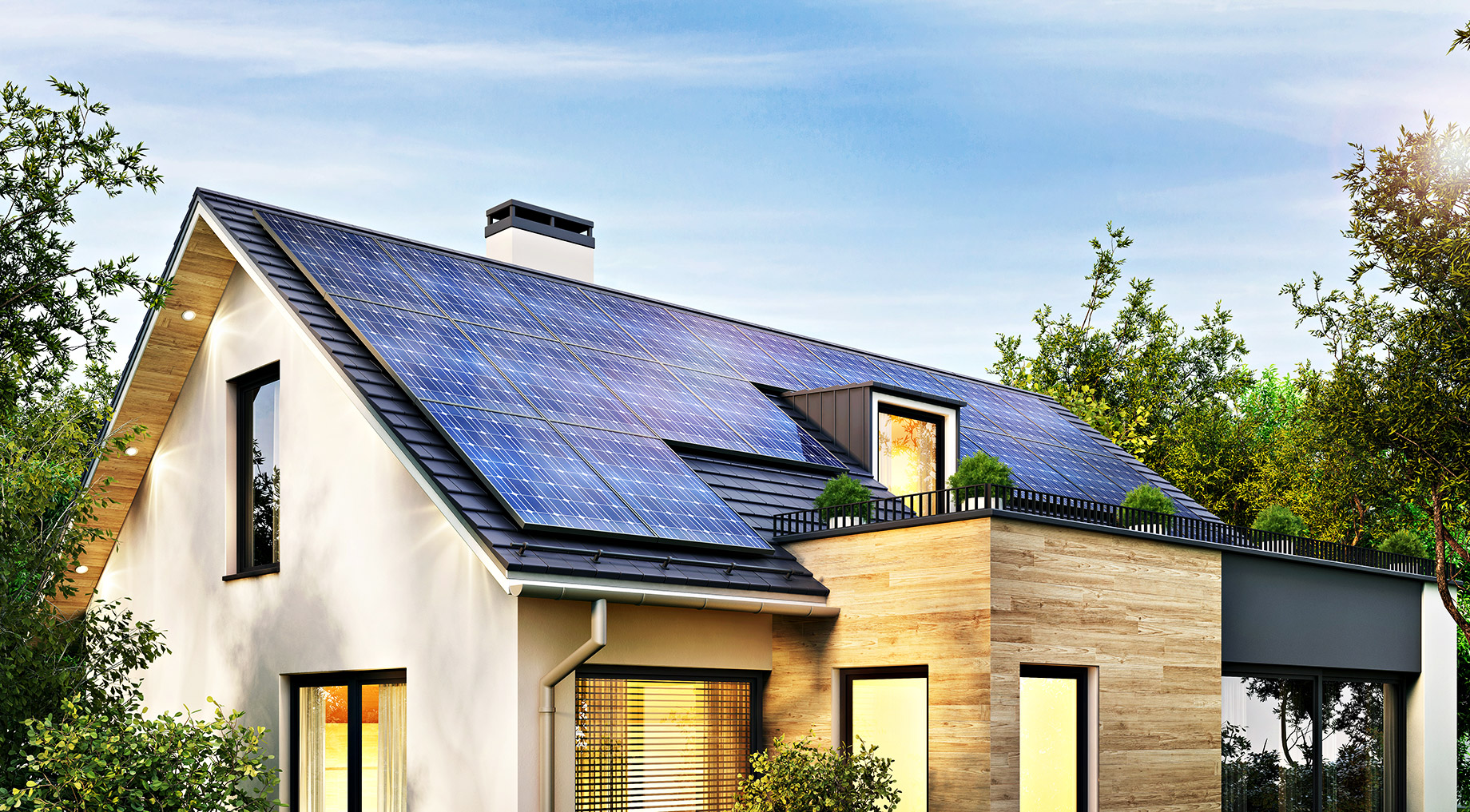 Gable Roof With Solar Panels