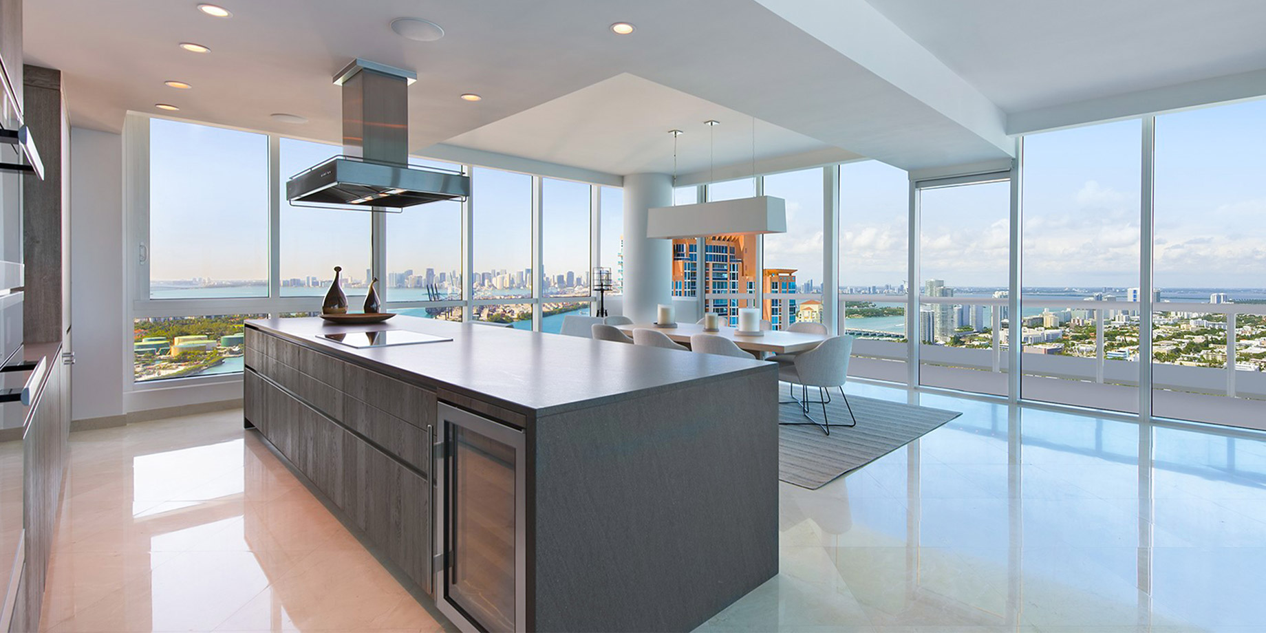 Kitchen and Living Room - Continuum Luxury Condos - South Beach, Miami, Florida
