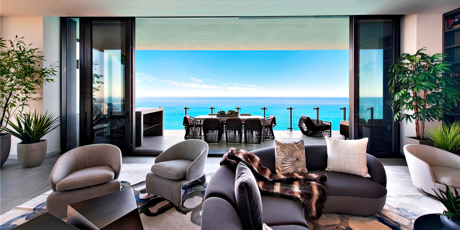 Muse Residences Living Room Ocean View - Sunny Isles Beach, Florida