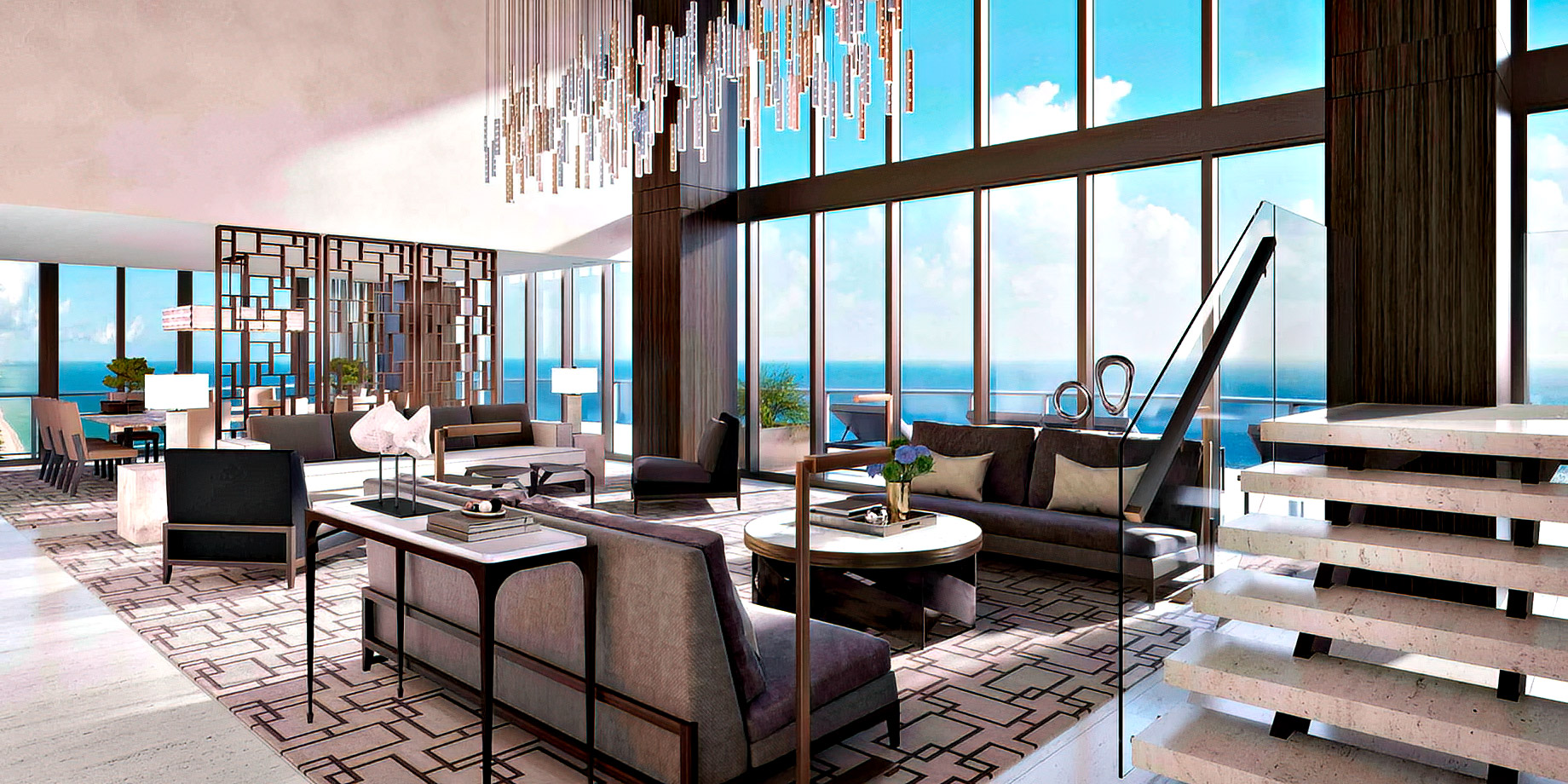 Regalia Oceanfront Condo Residences - Living Room Ocean View - Sunny Isles Beach, Florida