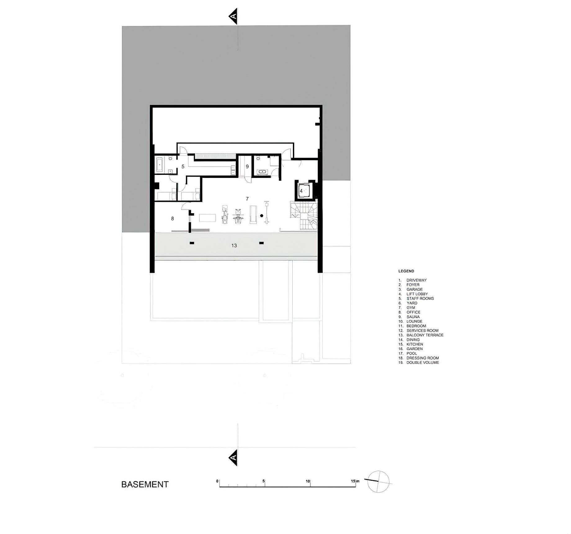 Pentagon Villa – 5 Nettleton Rd, Clifton, Cape Town, South Africa – Floor Plan Basement