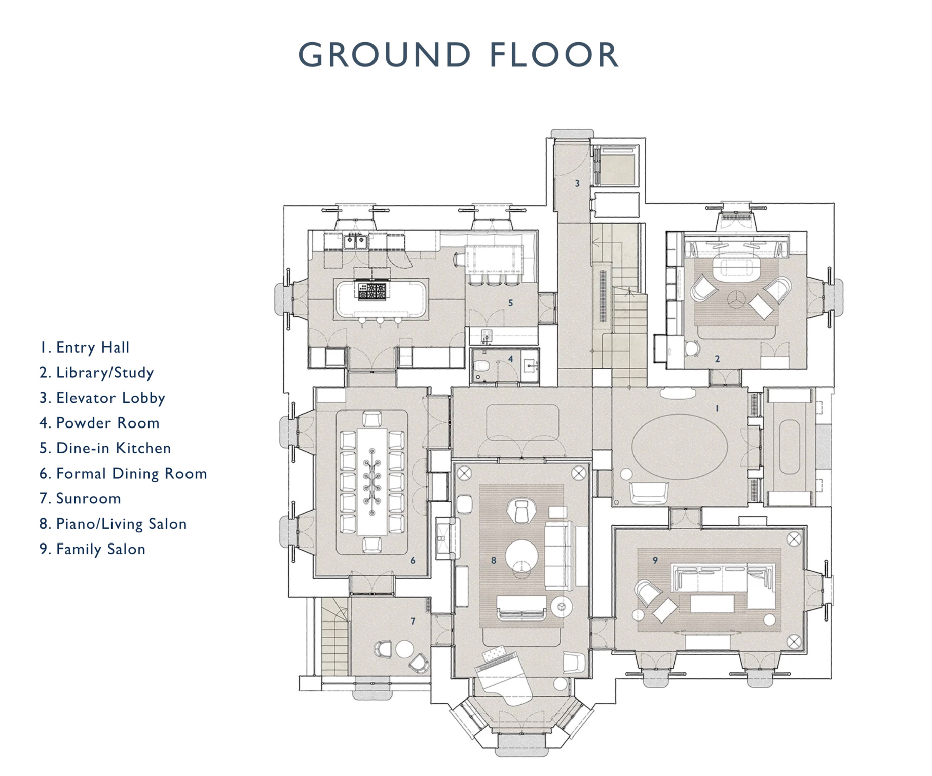 Villa Peduzzi Lake Como – Pigra, Italy – Ground Floor Plan