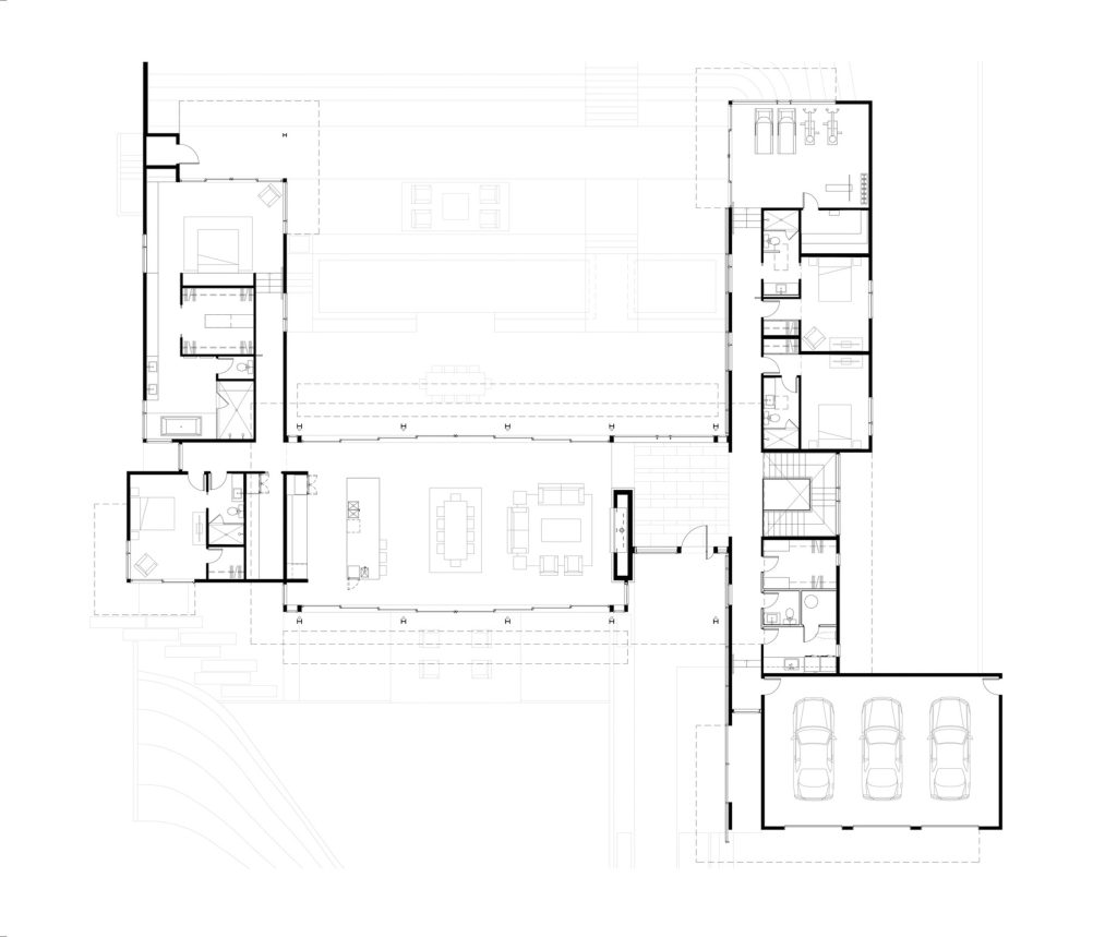 First Floor Plan - Glass Link Northwest Contemporary Home - Portland, OR, USA