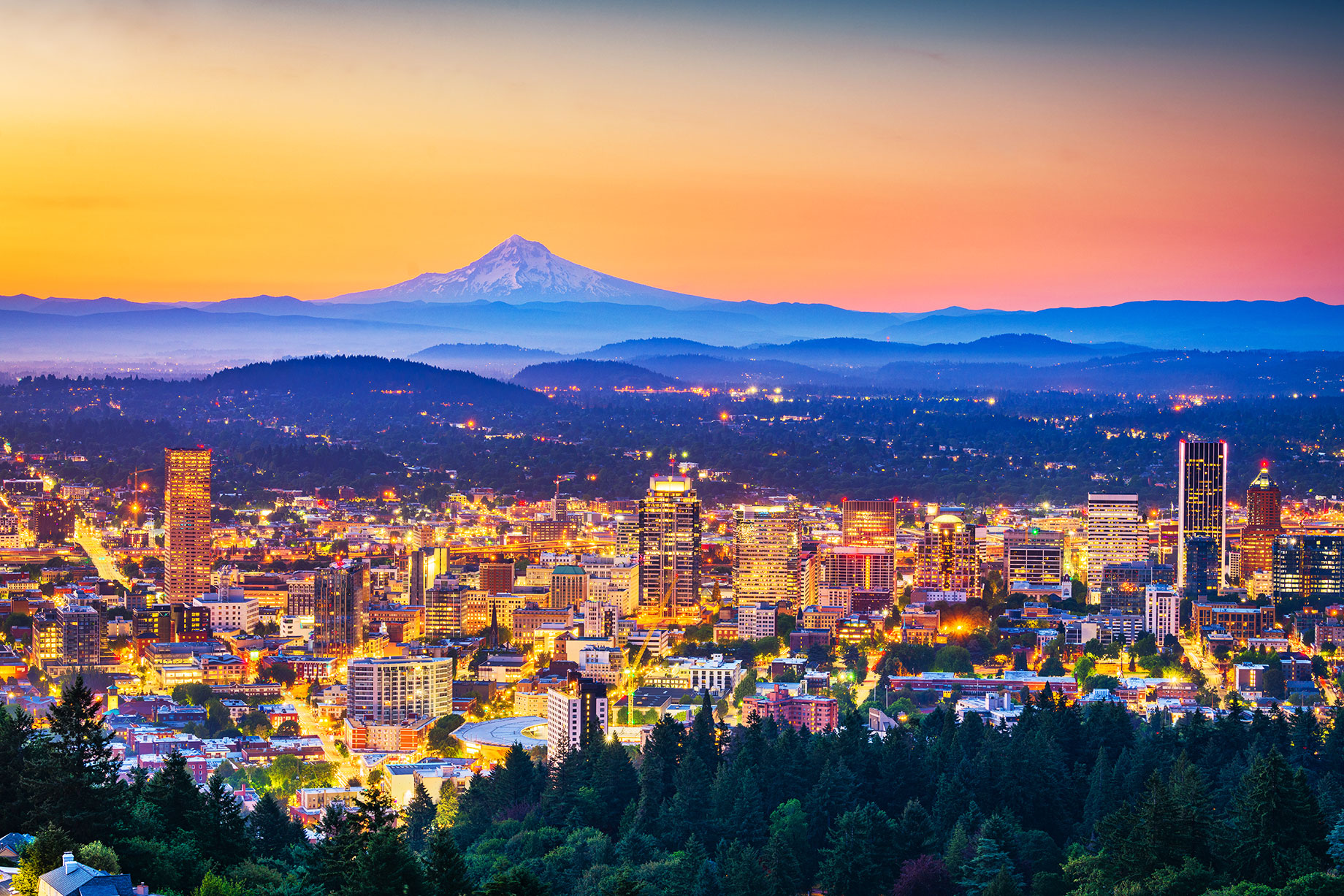 Skyline of Portland, Oregon, USA