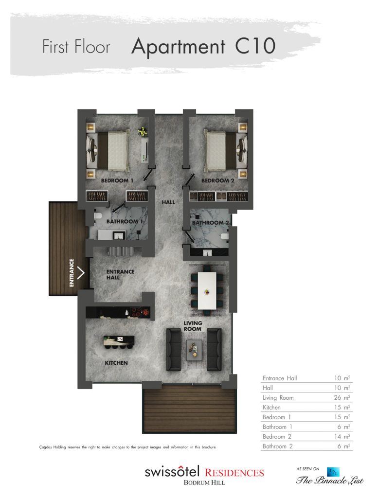 Floor Plan - Apartment C10 - Swissotel Residences Bodrum Hill - Bodrum, Turkey