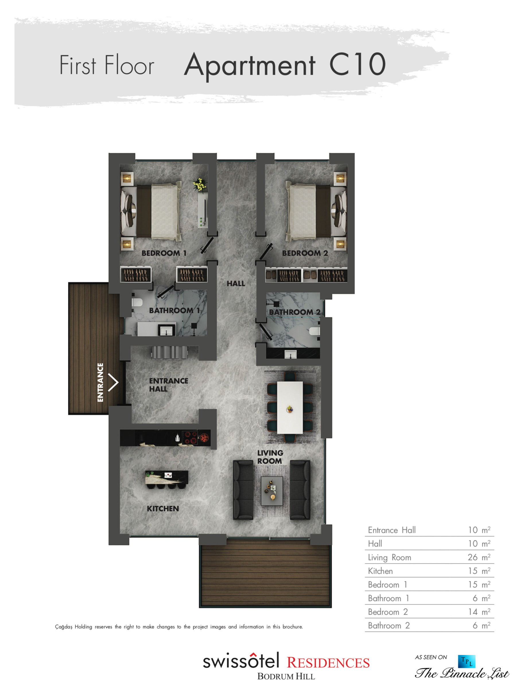 Floor Plan – Apartment C10 – Swissotel Residences Bodrum Hill – Bodrum, Turkey