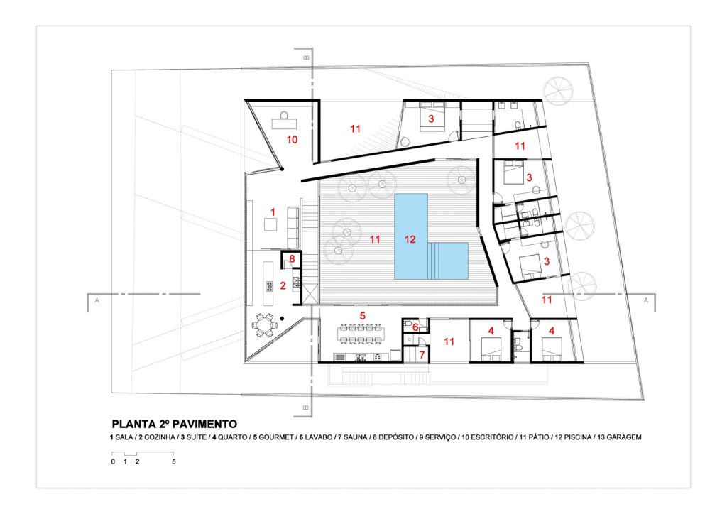 Casa 7 Patios House - Alphaville Minas Gerais, Brazil - Floor Plan