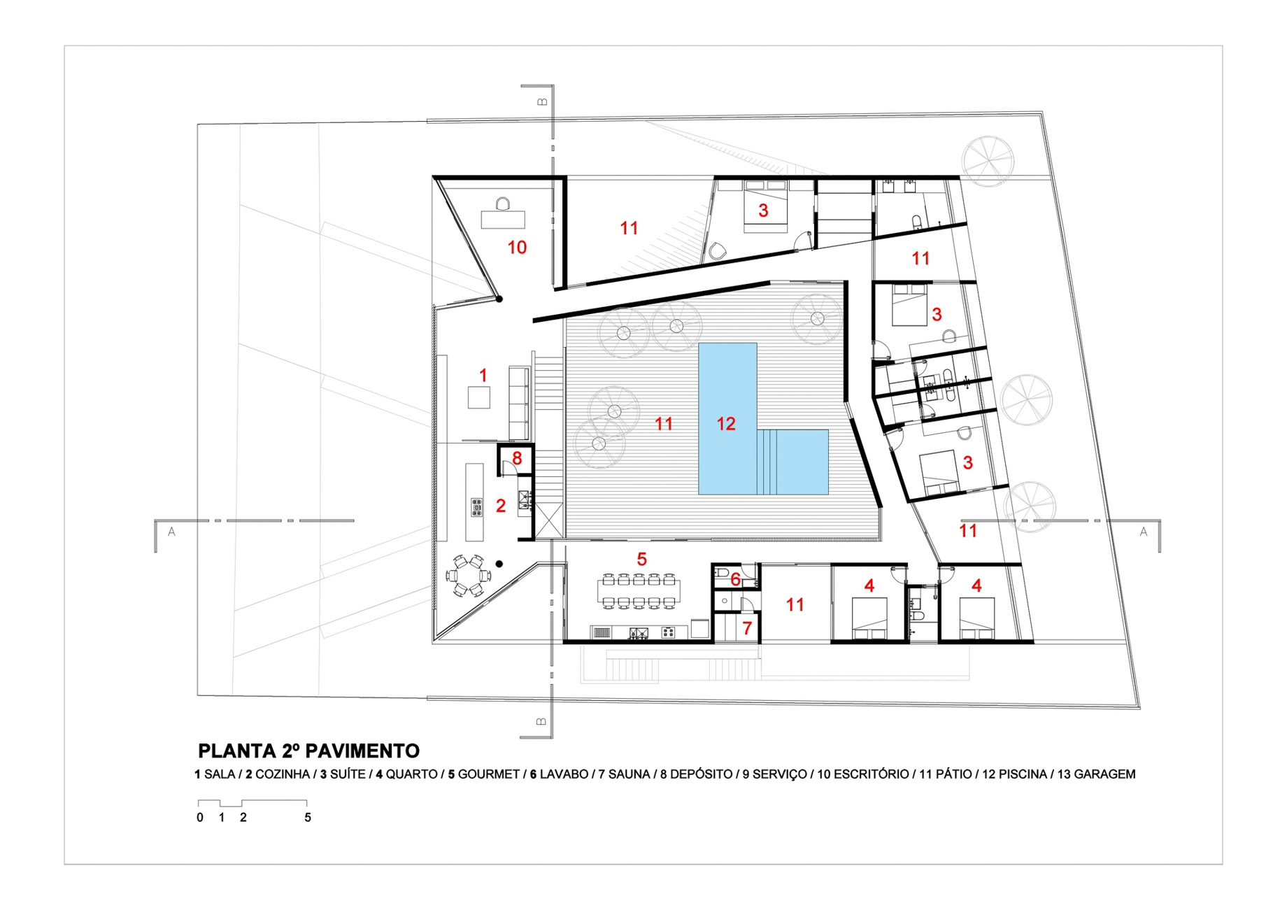 Casa 7 Patios House - Alphaville Minas Gerais, Brazil - Floor Plan