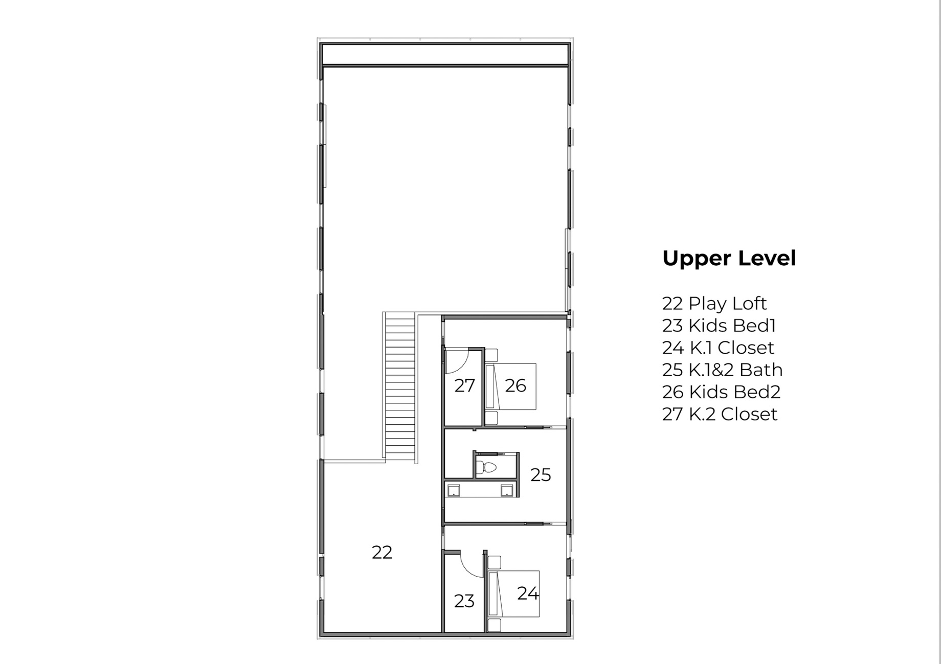 Case Study Modernism Residence – Springfield, MO, USA – Upper Level Floor Plan