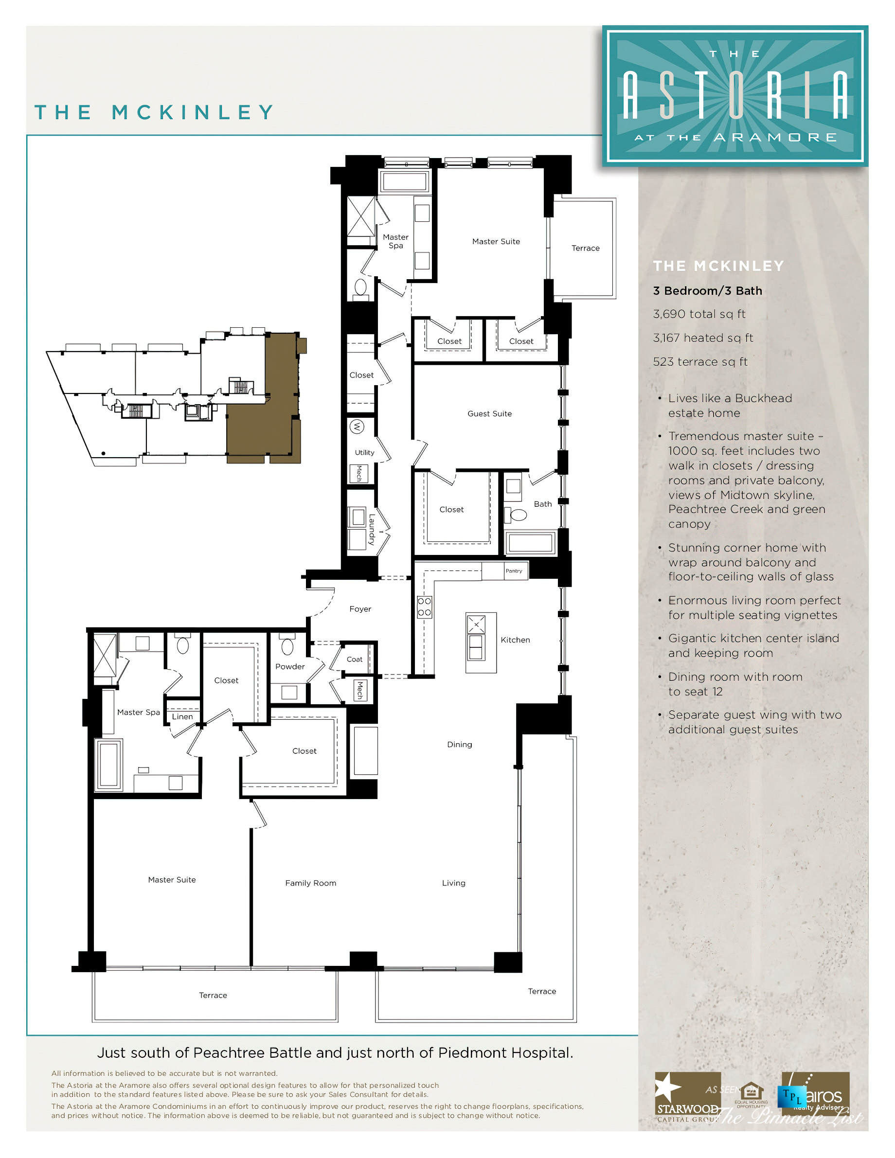 Floorplan – The McKinley – 2233 Peachtree St NE, Unit #801, Atlanta, GA, USA – The Astoria at The Aramore – Luxury Real Estate