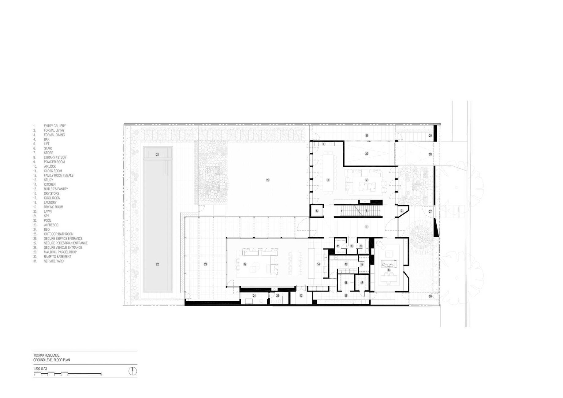 Ottawa Road Modern Residence – Toorak, Melbourne, Australia – Floor Plans