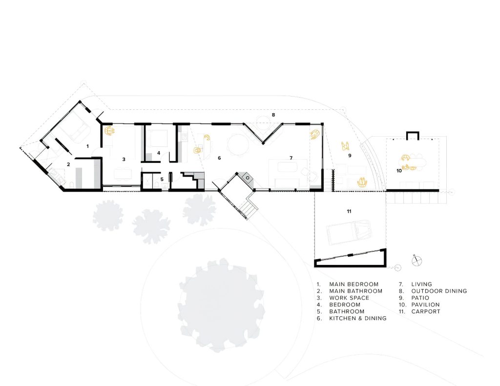 Floor Plan - Big Fir Vineyard Natural Modern House - Dundee, OR, USA