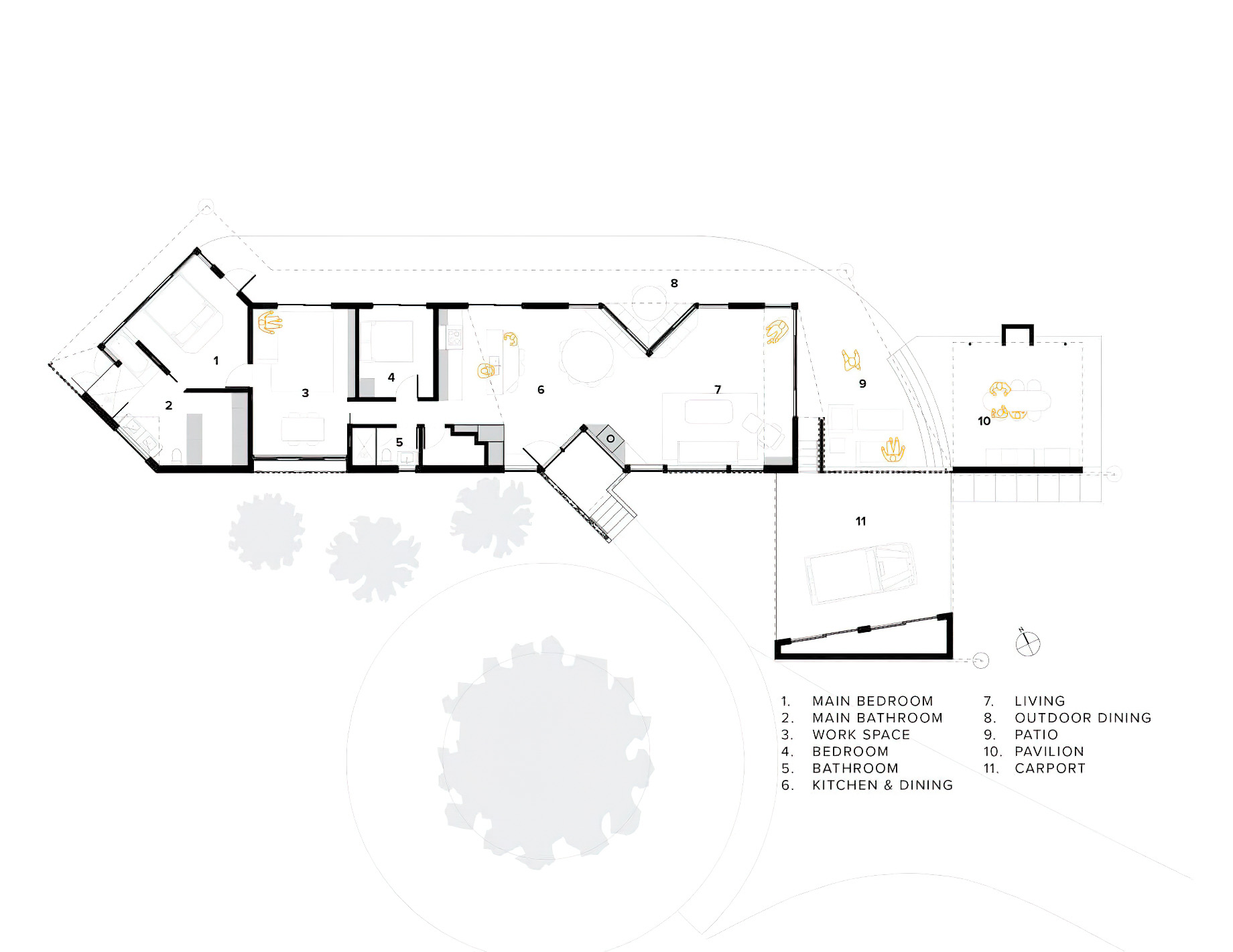 Floor Plan – Big Fir Vineyard Natural Modern House – Dundee, OR, USA