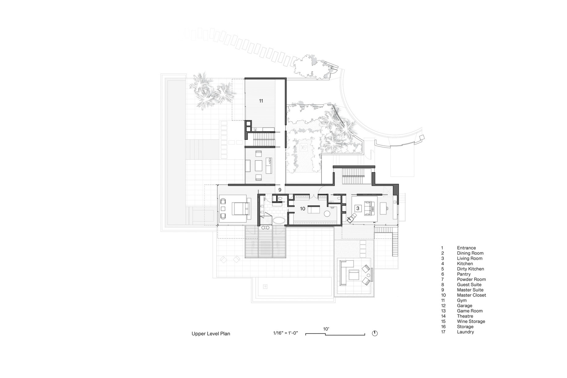 Upper Level Floor Plan - Collywood House - 1301 Collingwood Pl, Los Angeles, CA, USA - West Hollywood Modern Contemporary Home