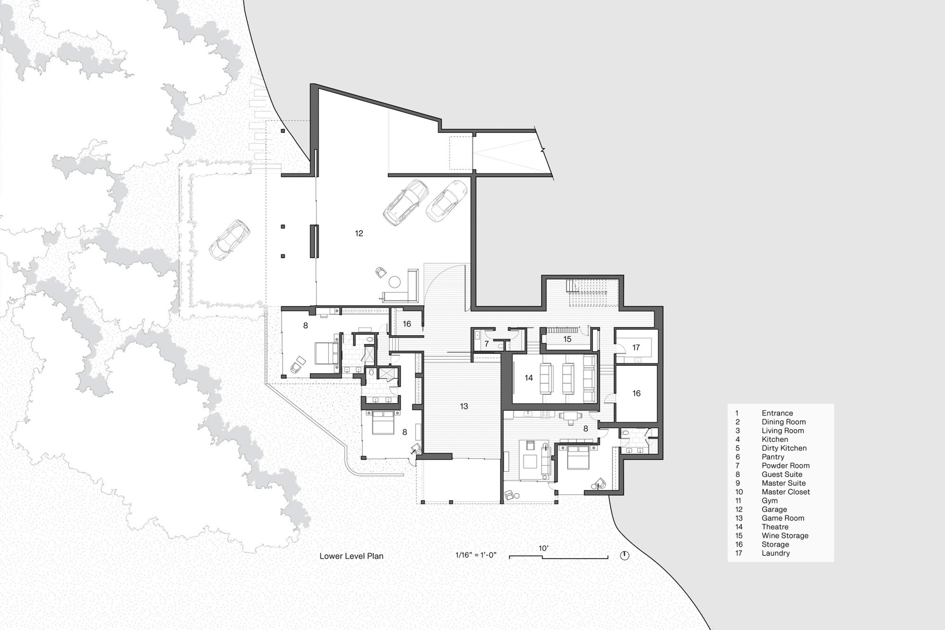 Lower Level Floor Plan - Collywood House - 1301 Collingwood Pl, Los Angeles, CA, USA - West Hollywood Modern Contemporary Home