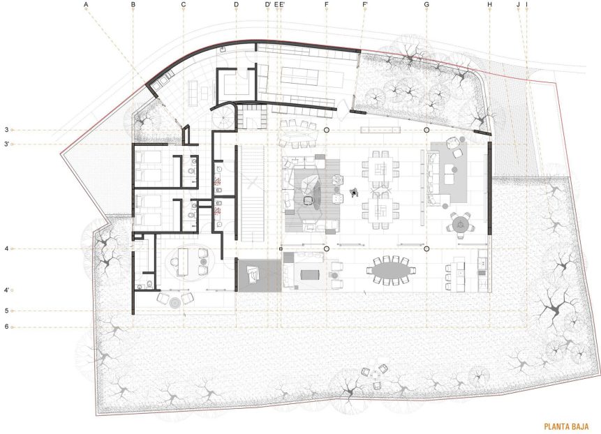 Floor Plan - Casa Escondida Modern Contemporary Hidden House - Mexico City, Mexico