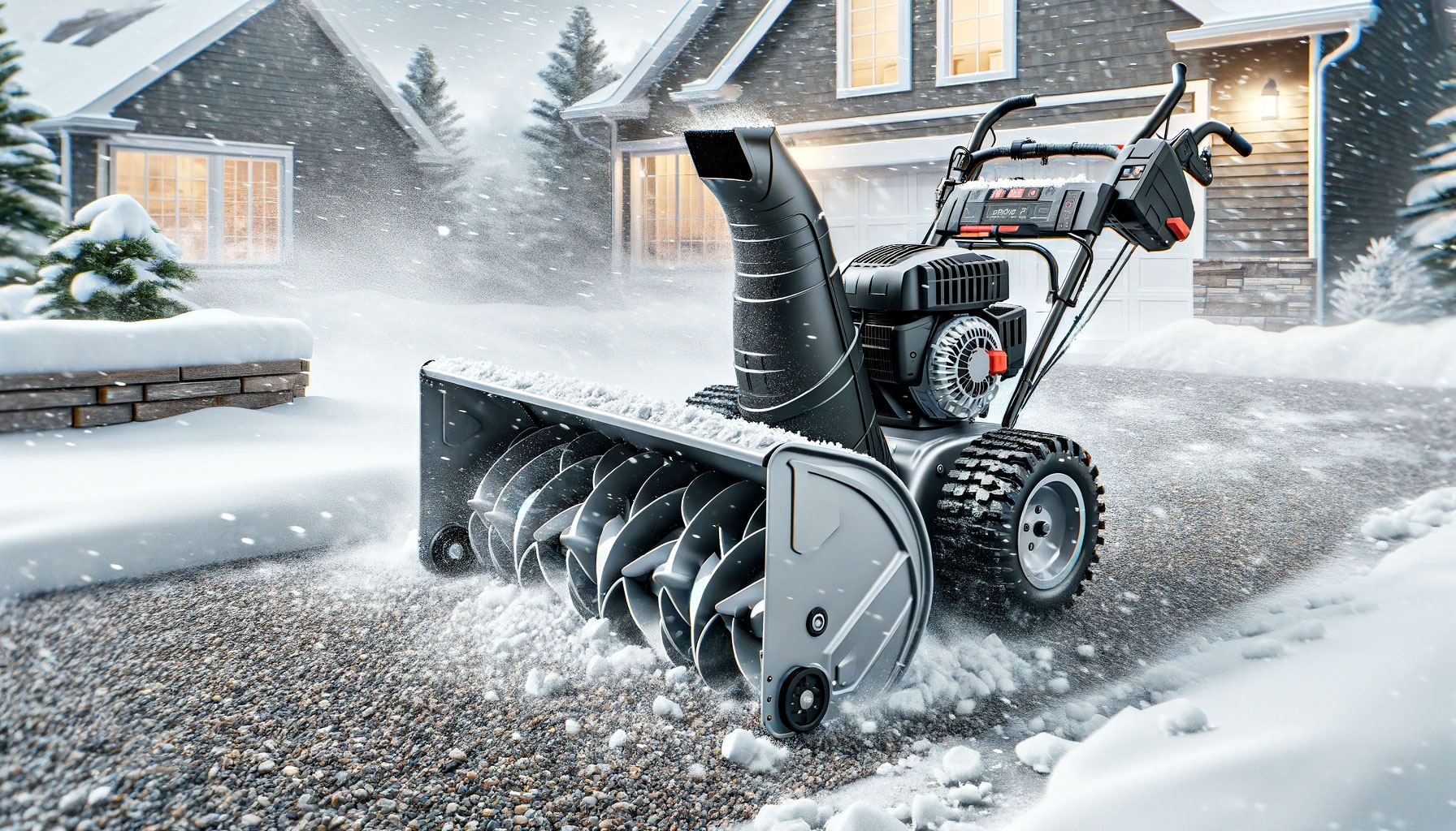 Heavy-duty Snow Blower on a Gravel Driveway