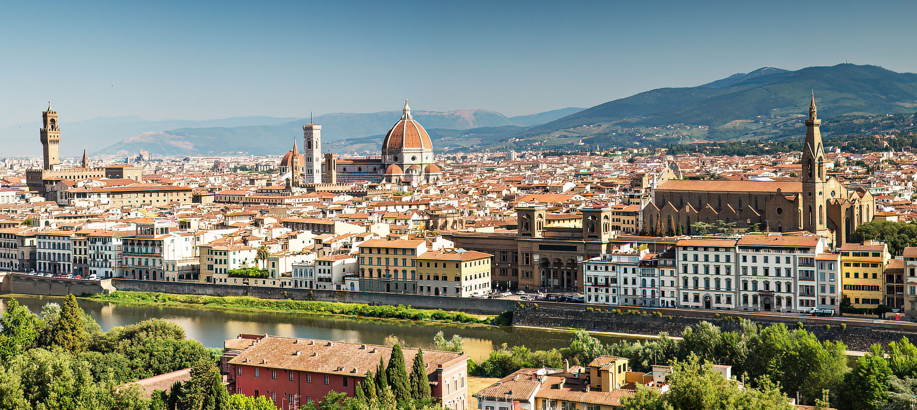 Panoramic View of Florence, Tuscany, Italy Across the Arno River