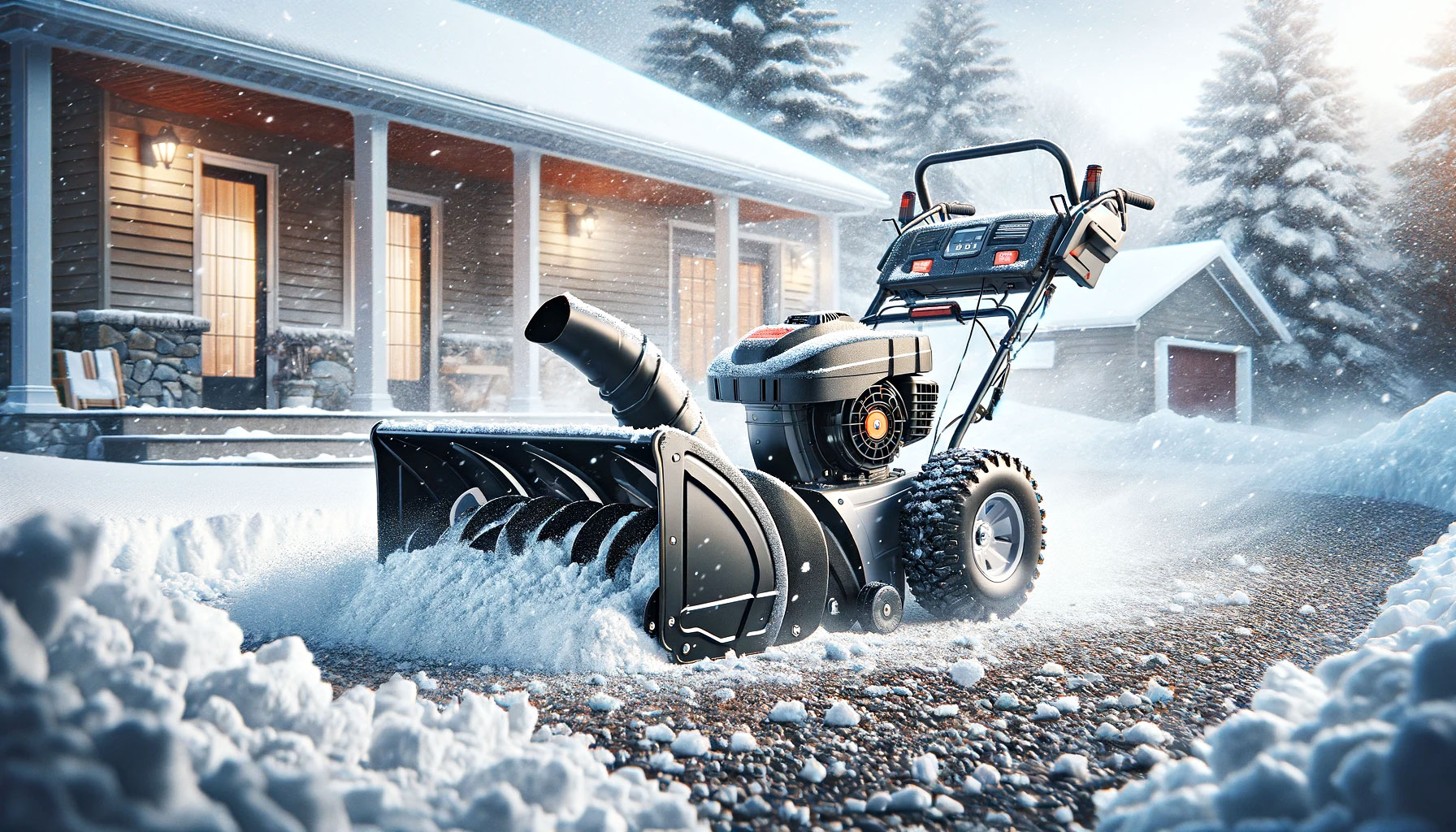 Snow Blower on a Gravel Driveway