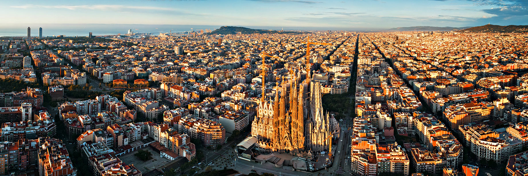 Aerial View of Sagrada Familia - Barcelona, Catalonia, Spain