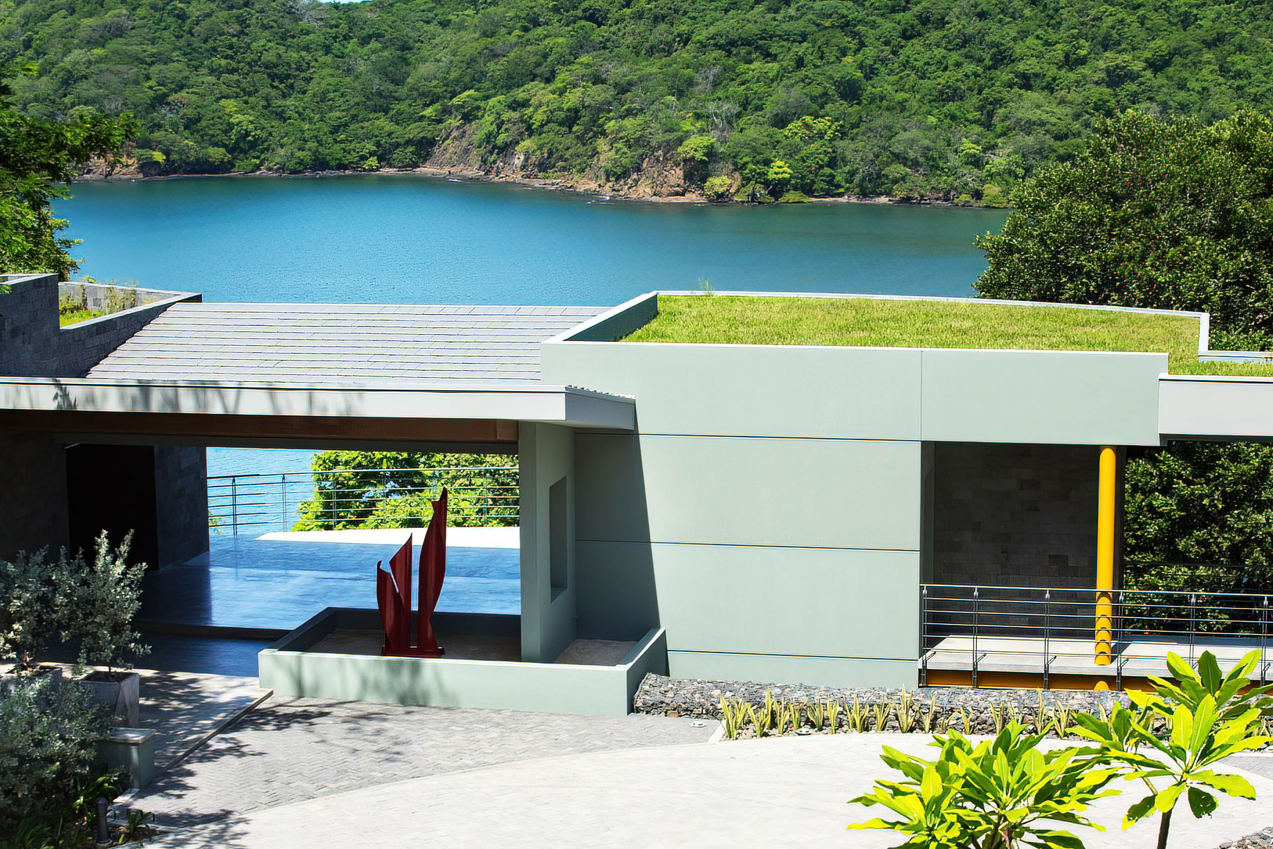 Modern Waterfront Home with Grass-top Roof