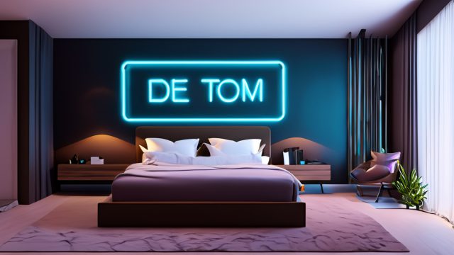 Bedroom with a Neon Sign