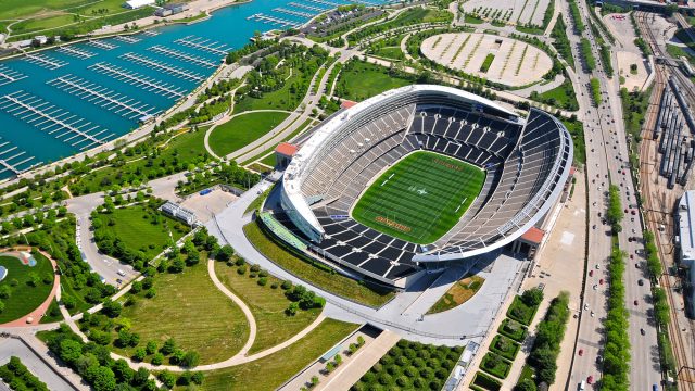 Aerial View of Soldiers Field - Home of the Chicago Bears NFL Team