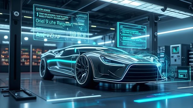 Futuristic Vehicle Maintenance Scene