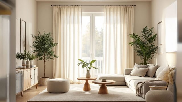 Linen Curtains in Living Room