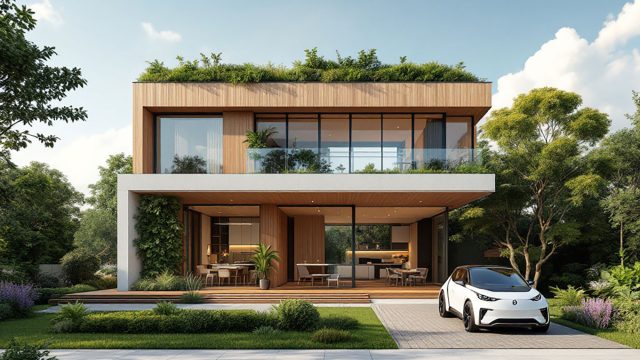 Luxury Custom Home Build with Green Flat Roof