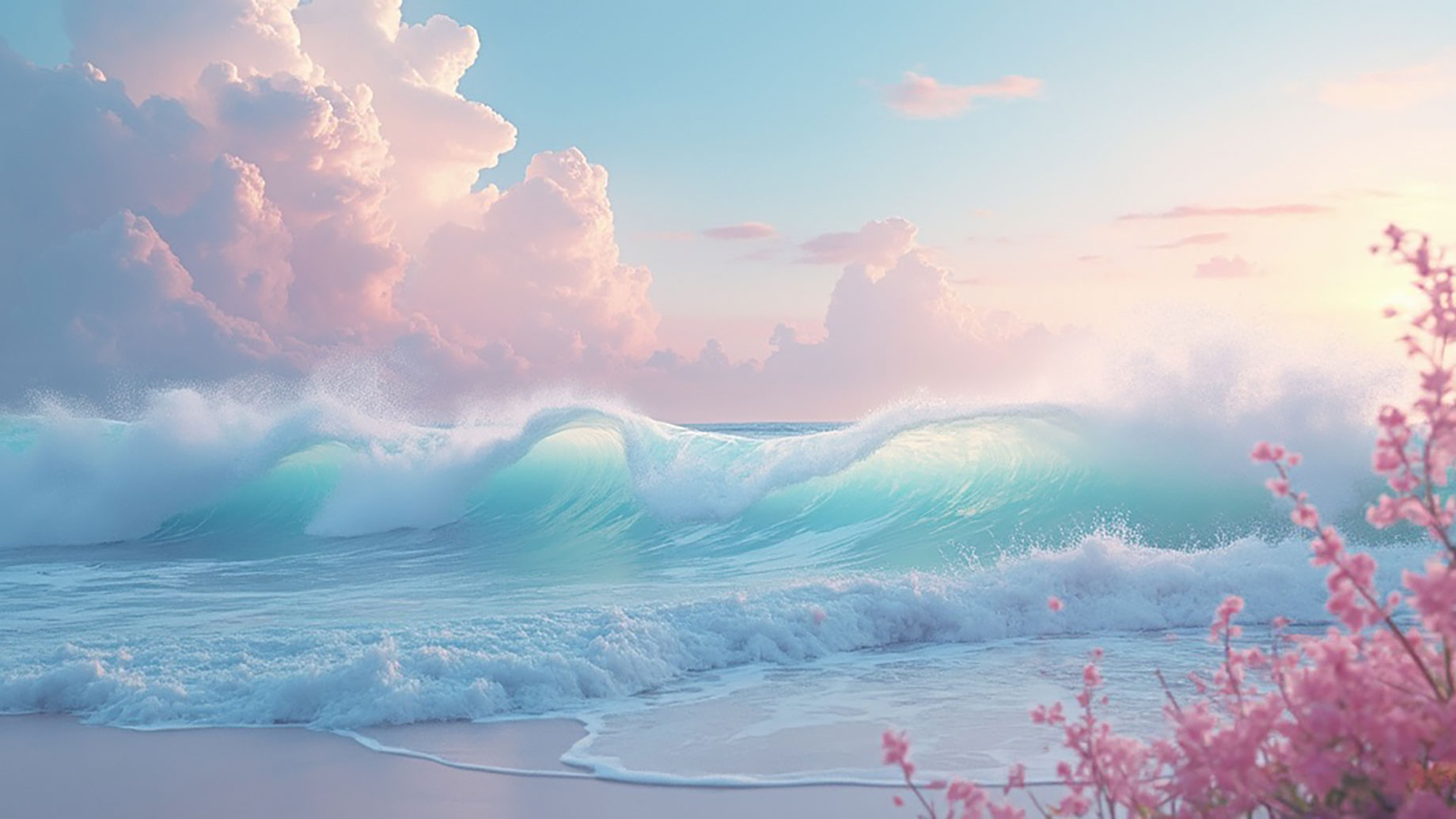 Pastel Waves, Clouds, and Florals