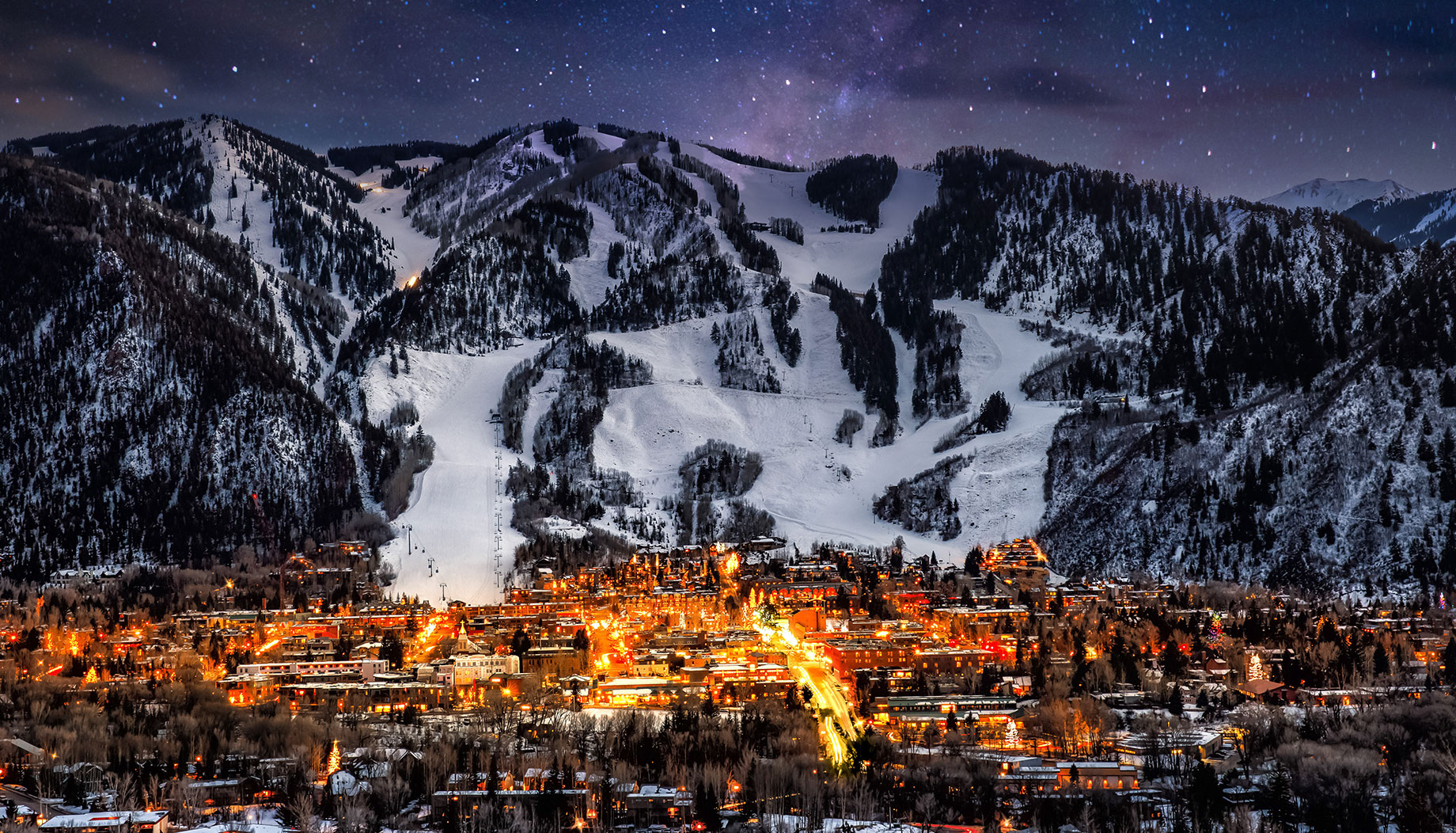 Ski Resort Village in Aspen, Colorado, USA