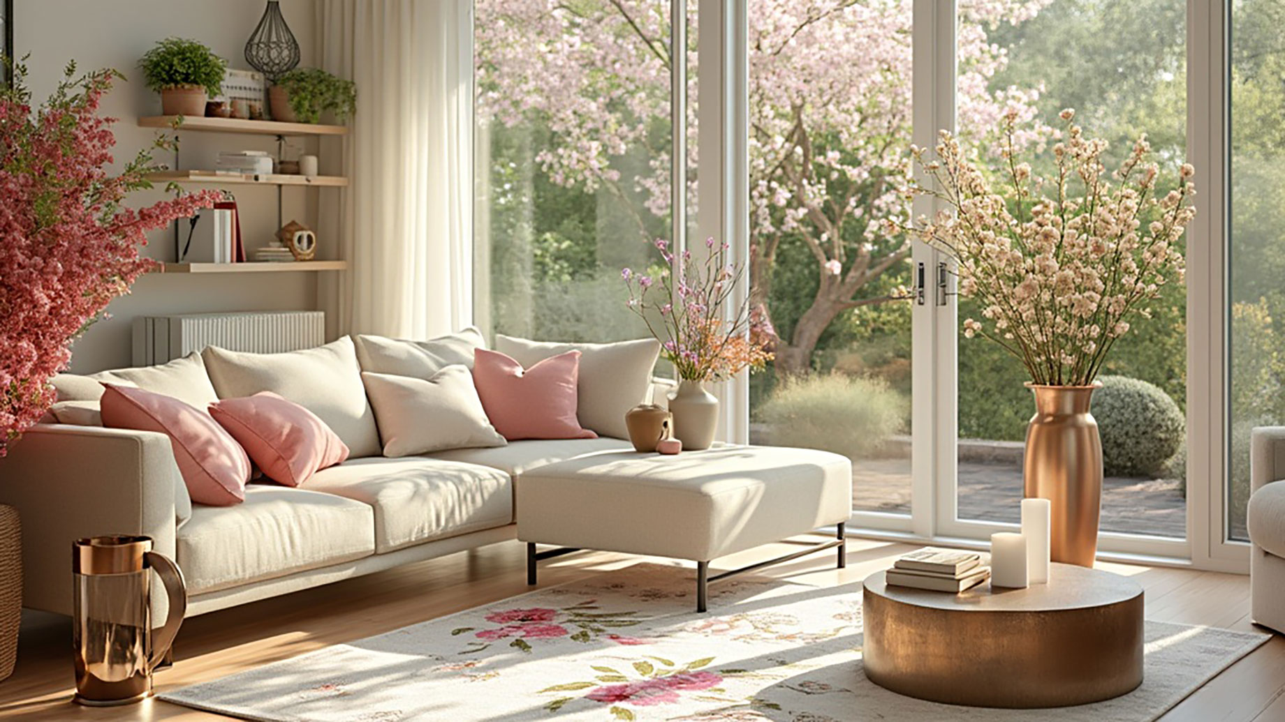 Spring-Themed Modern Living Room