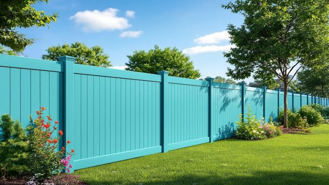 Turquoise Coloured Vinyl Fence