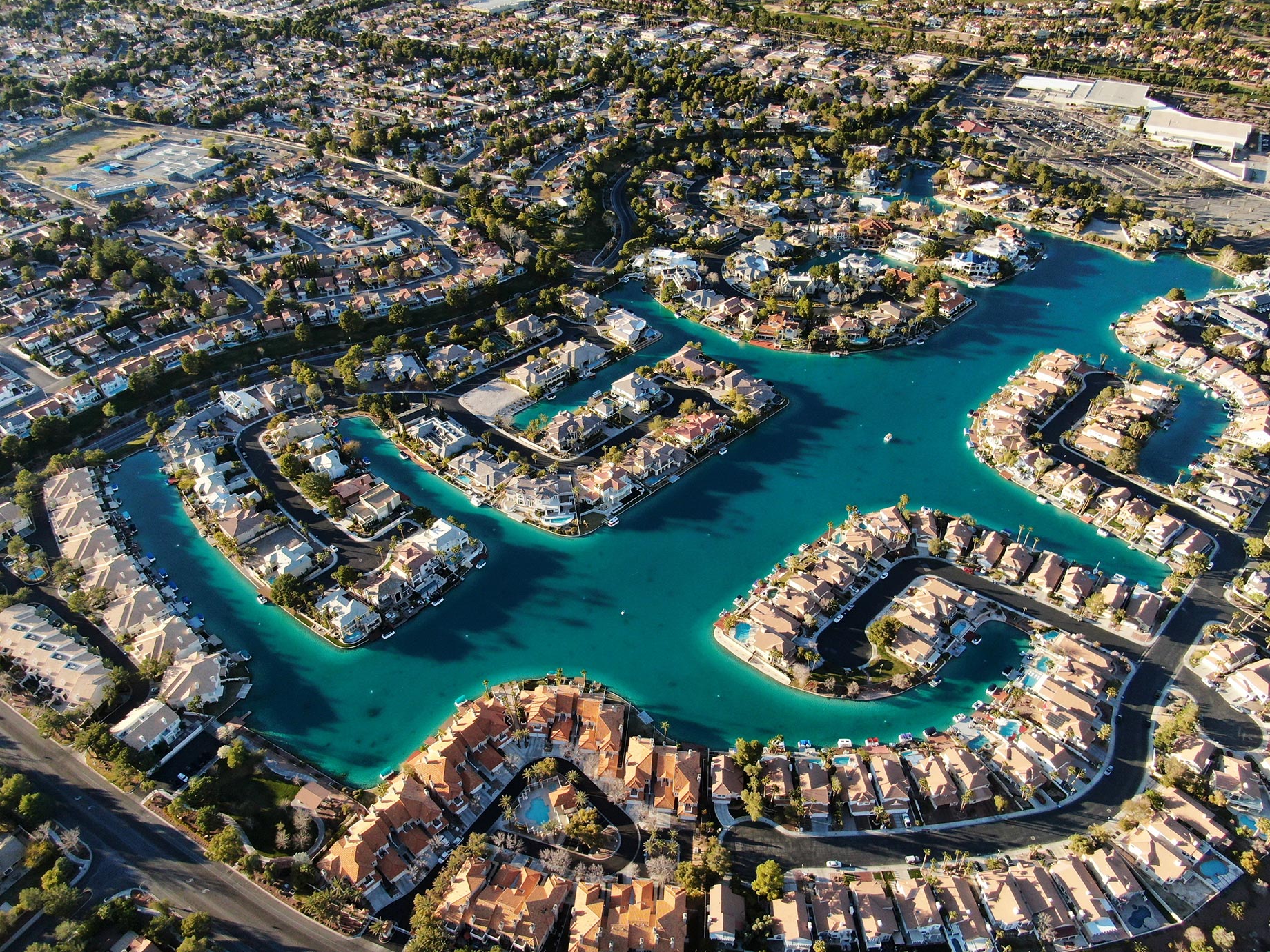 Aerial of West Sahara Gated Community in Las Vegas, Nevada, USA