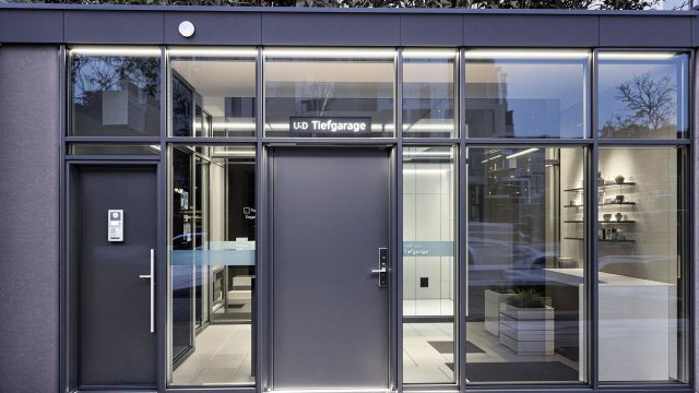 Entrance Door to an Underground Garage at a Modern Apartment Complex in Stuttgart, Germany