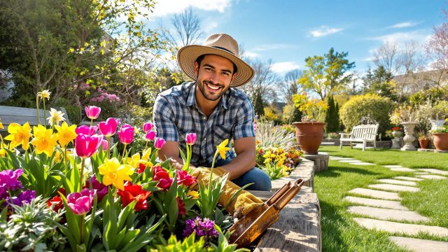 Landscaper Planting Flowers
