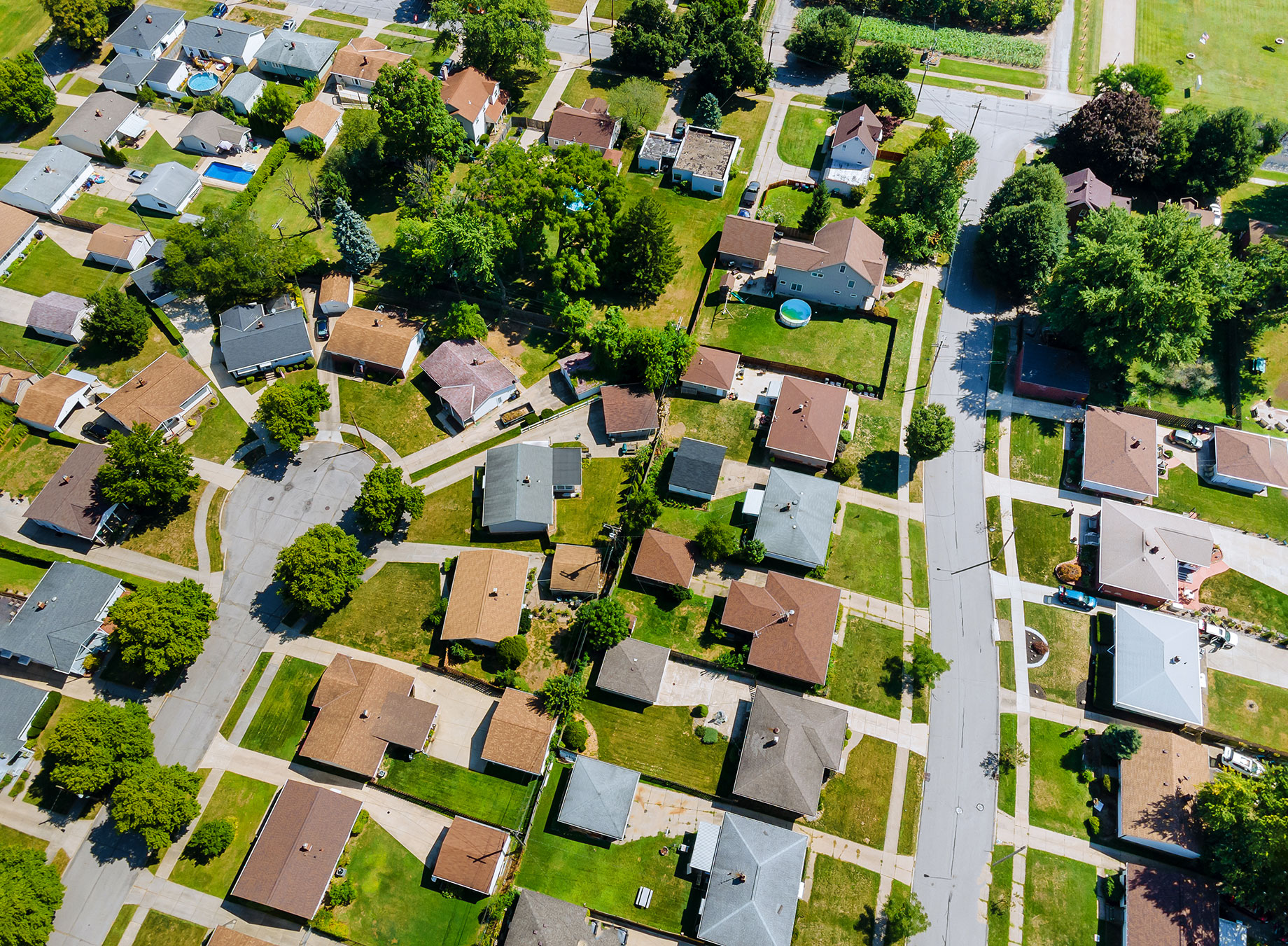 Aerial of Houses in Cleveland, Ohio, USA