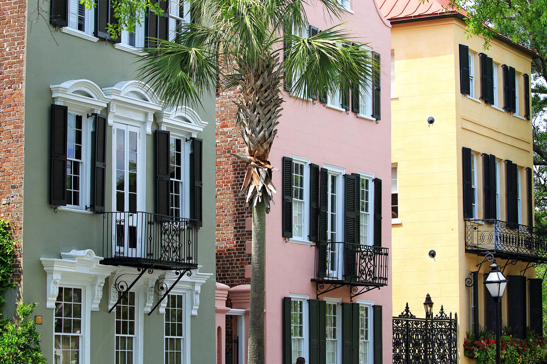 Colorful Row of Houses in Savannah, Georgia, USA