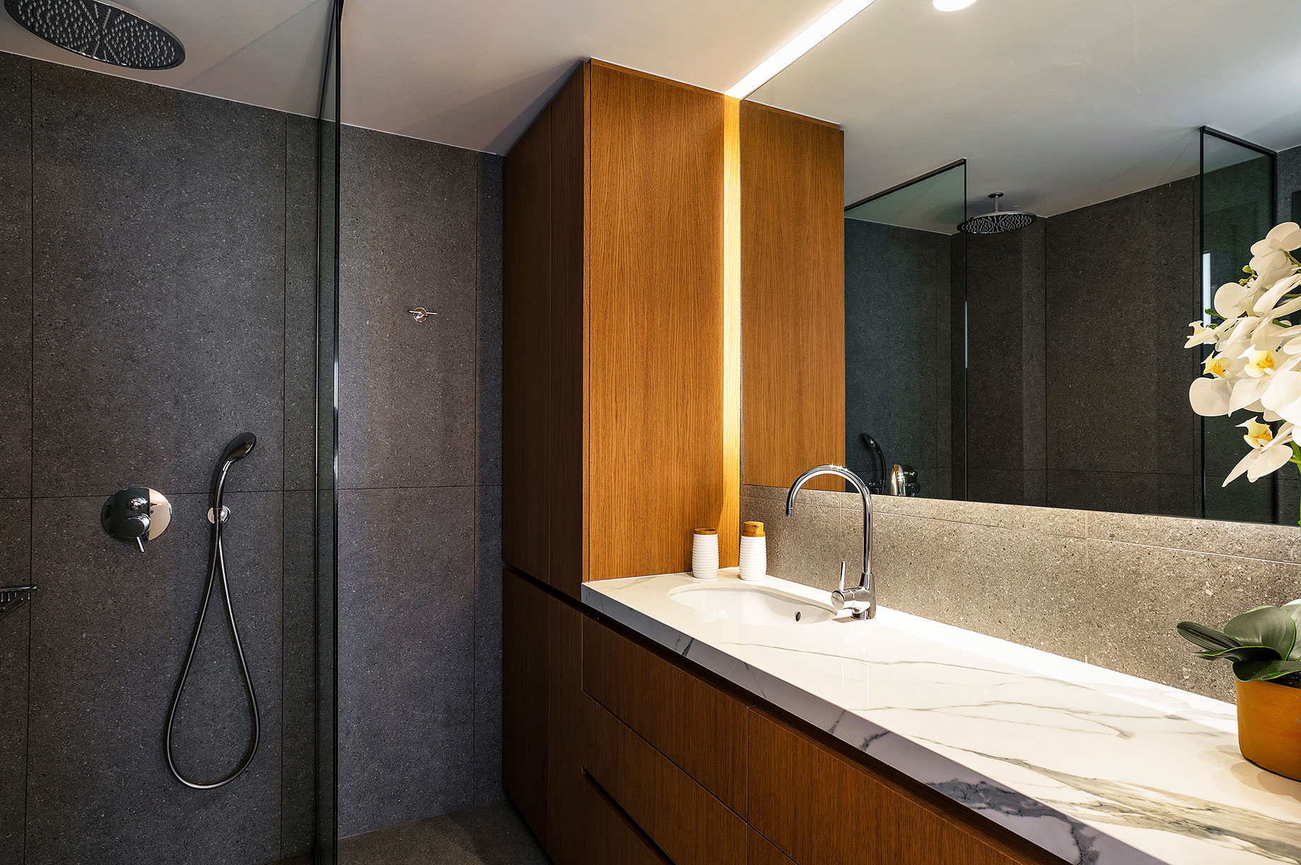 Modern Bathroom with Storage Cabinets