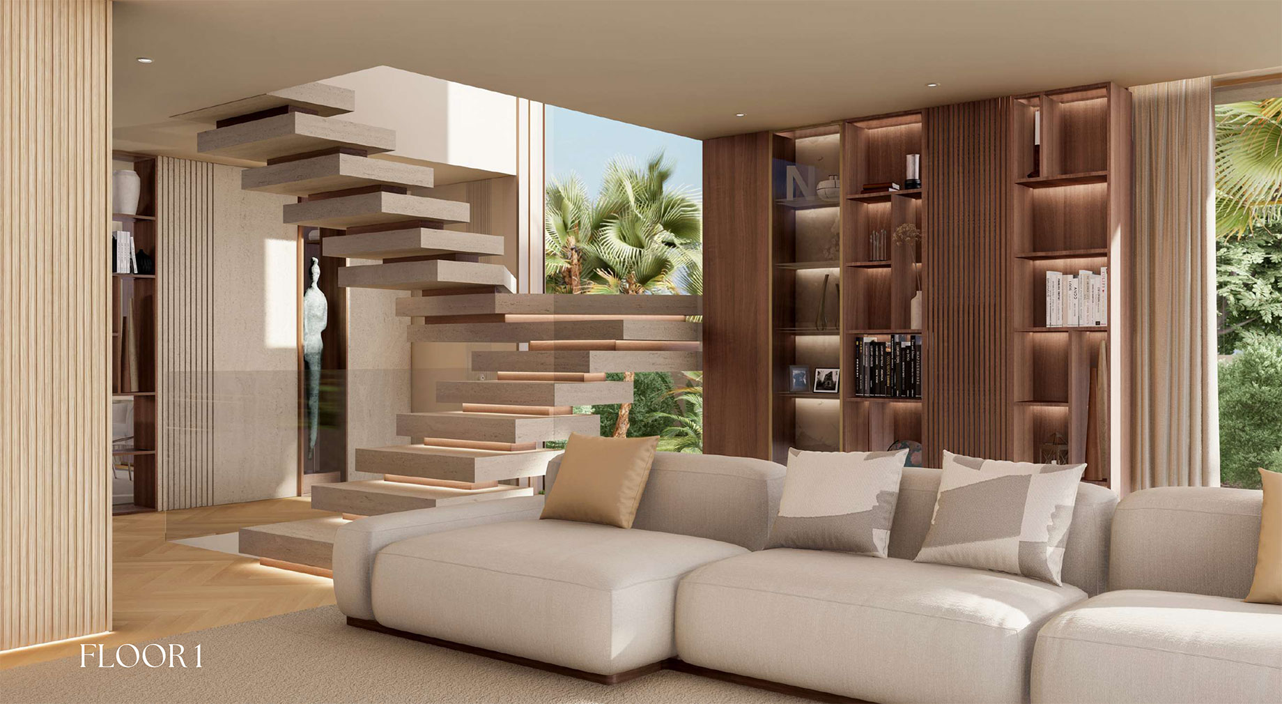 Villa D at Molhe 479 - Floor 1 Open-Concept Layout with Staircase - Foz do Douro, Porto, Portugal