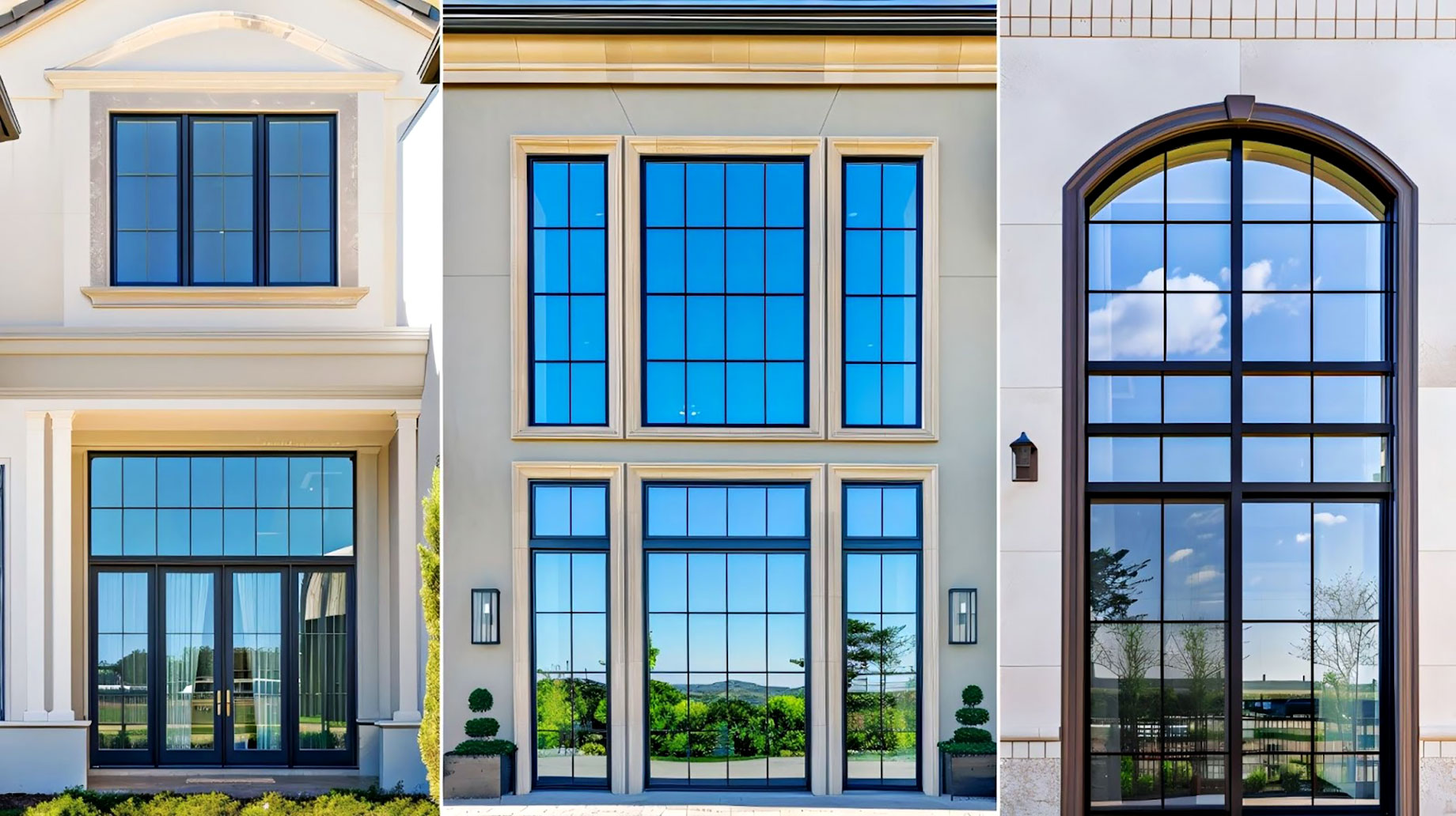 Aluminum Windows with Various Grid Patterns