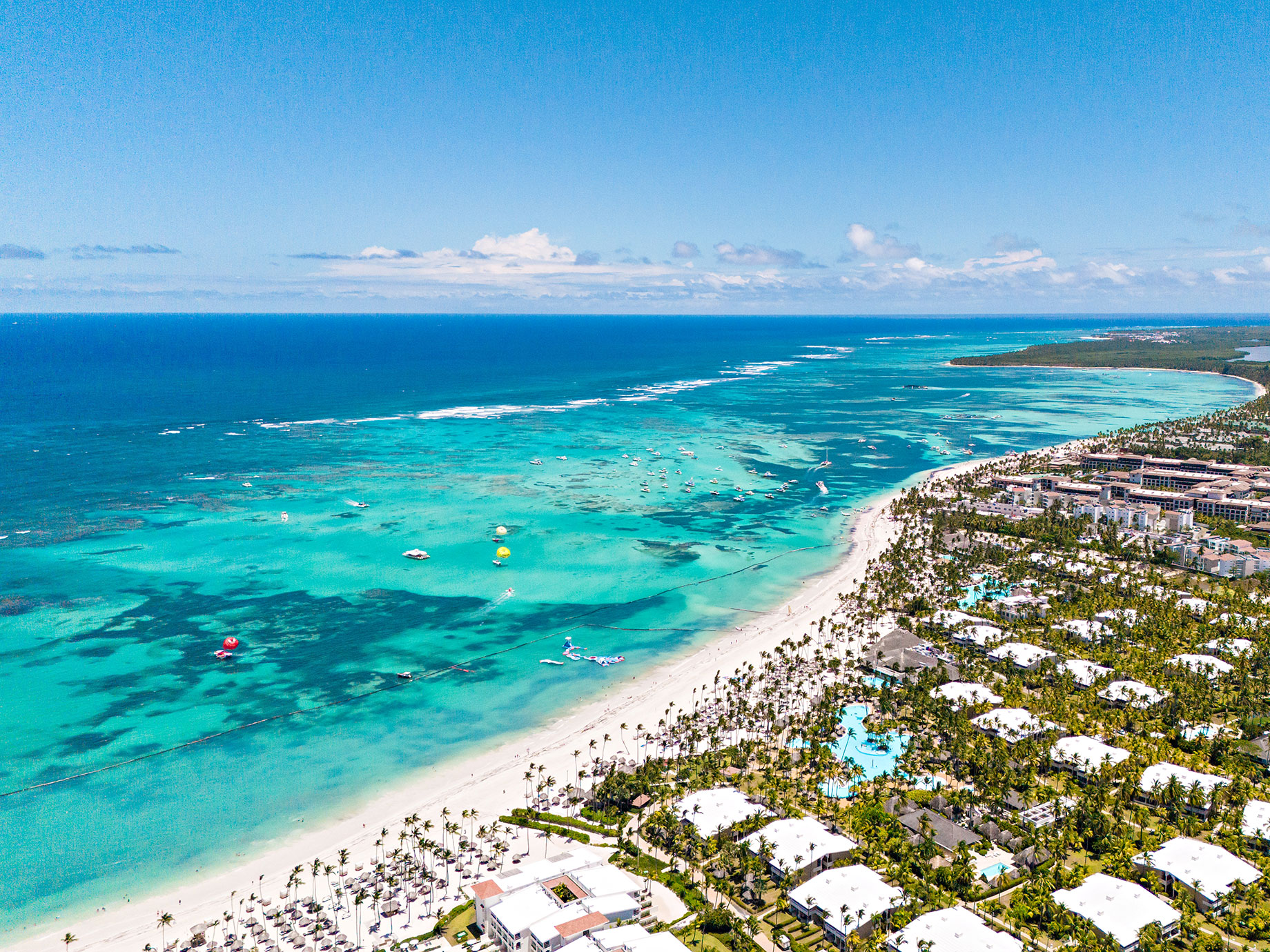 Beach Coastline of Hotels in Punta Cana, Mexico