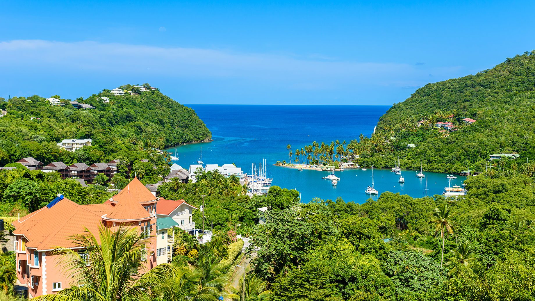 Marigot Bay, Saint Lucia in the Caribbean