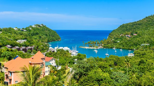 Marigot Bay, Saint Lucia in the Caribbean