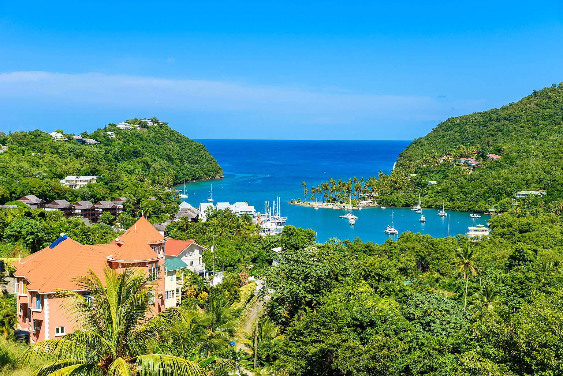 Marigot Bay, Saint Lucia in the Caribbean