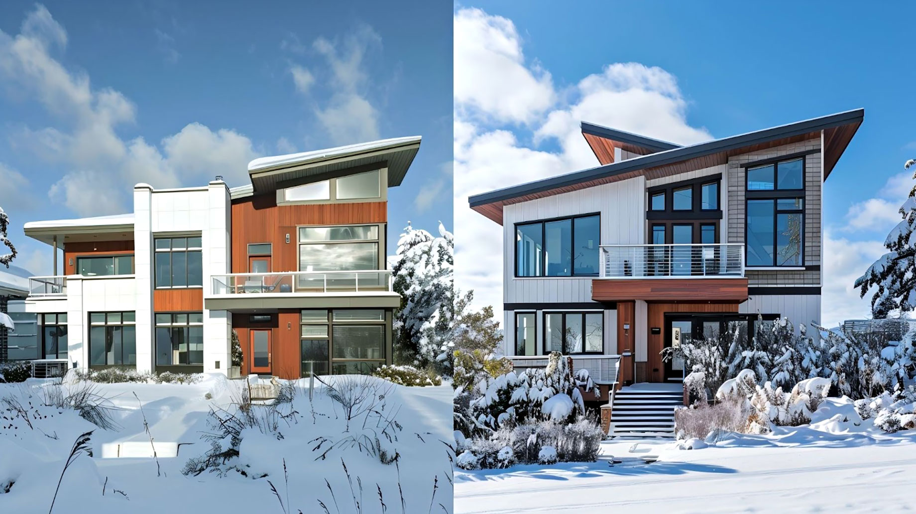 Modern Homes with Custom Aluminum Windows Designed for Snowy Climates